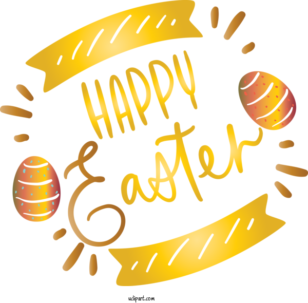 Free Holidays Text Yellow Line For Easter Clipart Transparent Background