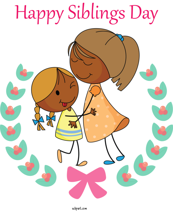 Free Holidays Cartoon Sharing Love For Siblings Day Clipart Transparent Background