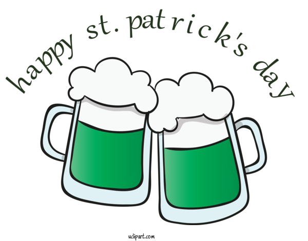 Free Holidays Green Text Drinkware For Saint Patricks Day Clipart Transparent Background