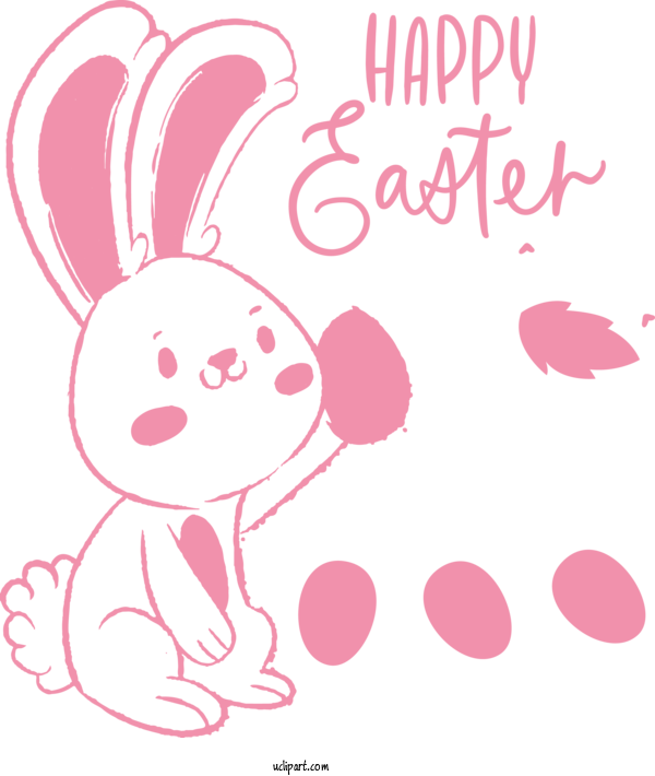 Free Holidays Pink Text Rabbit For Easter Clipart Transparent Background