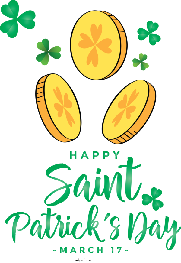 Free Holidays Yellow Leaf Font For Saint Patricks Day Clipart Transparent Background