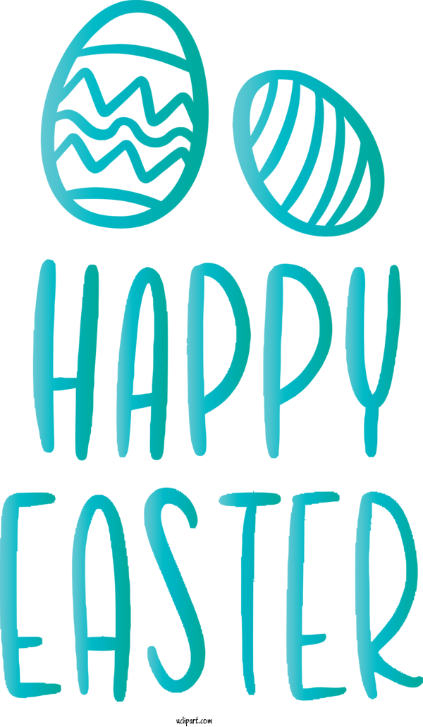 Free Easter Text Blue Aqua For Holidays Clipart Transparent Background