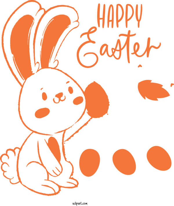 Free Holidays Orange Facial Expression Text For Easter Clipart Transparent Background