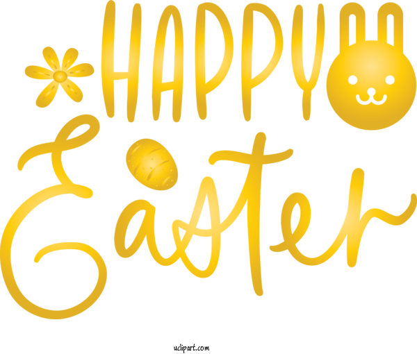 Free Holidays Text Yellow Font For Easter Clipart Transparent Background