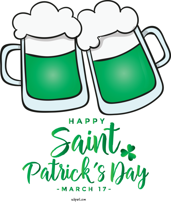 Free Holidays Green Drinkware Font For Saint Patricks Day Clipart Transparent Background