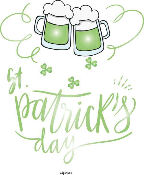 Free Holidays Green Text Drinkware For Saint Patricks Day Clipart Transparent Background