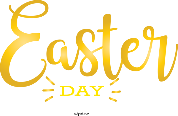 Free Easter Text Font Yellow For Holidays Clipart Transparent Background