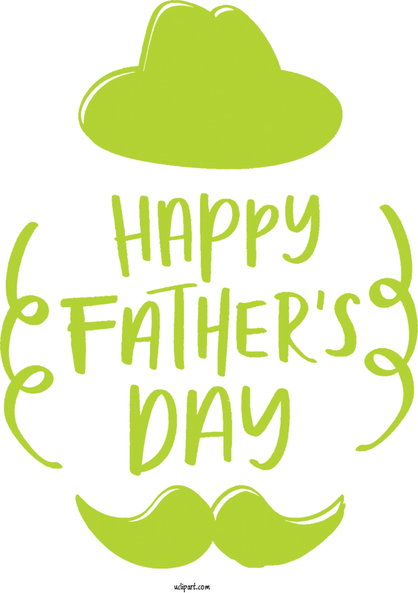 Free Holidays Green Text Leaf For Fathers Day Clipart Transparent Background
