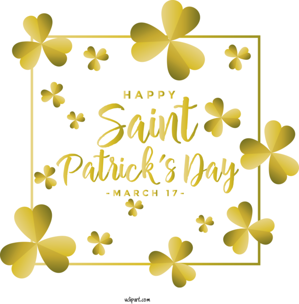 Free Holidays Yellow Text Leaf For Saint Patricks Day Clipart Transparent Background