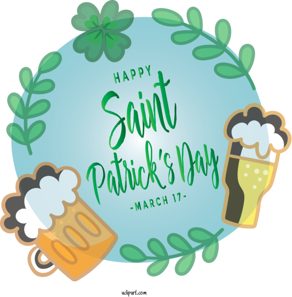 Free Holidays Green Text Plant For Saint Patricks Day Clipart Transparent Background