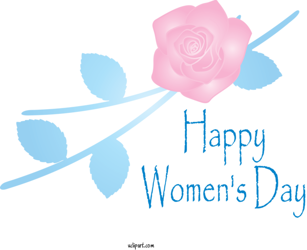 Free Holidays Text Pink Blue Rose For International Women's Day Clipart Transparent Background