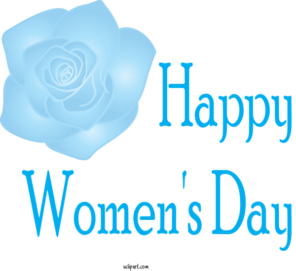 Free Holidays Blue Rose Rose Text For International Women's Day Clipart Transparent Background