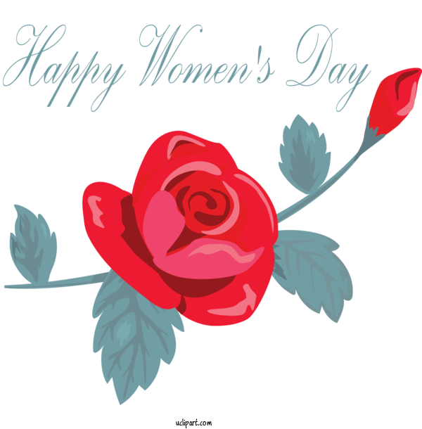 Free Holidays Red Flower Text For International Women's Day Clipart Transparent Background