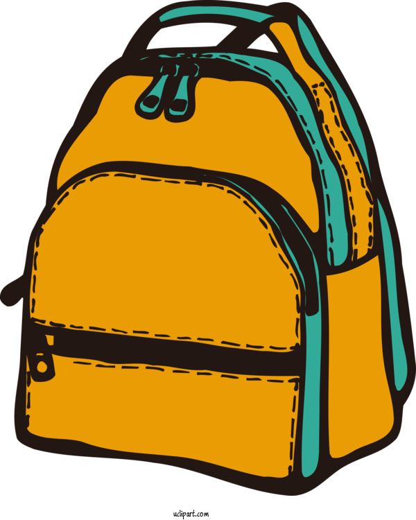 Free School Bag Yellow Luggage And Bags For School Supplies Clipart Transparent Background
