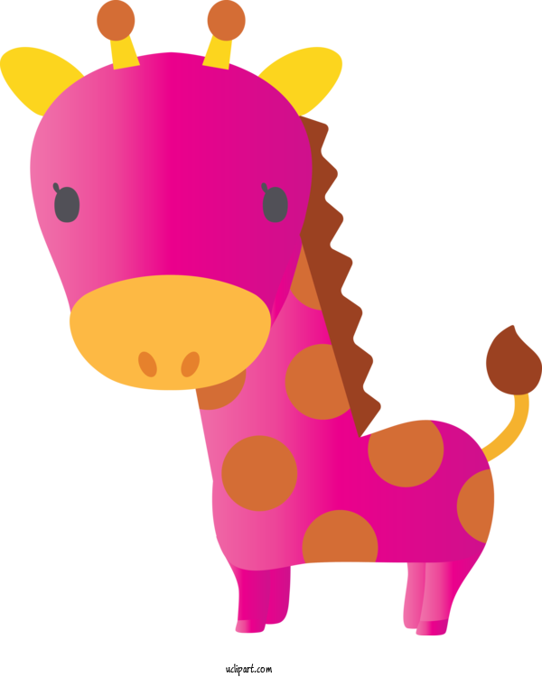 Free Hamster Giraffe Cartoon Pink For Baby Animal Clipart Transparent Background