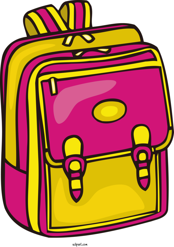 Free School Yellow Baggage Hand Luggage For School Supplies Clipart Transparent Background