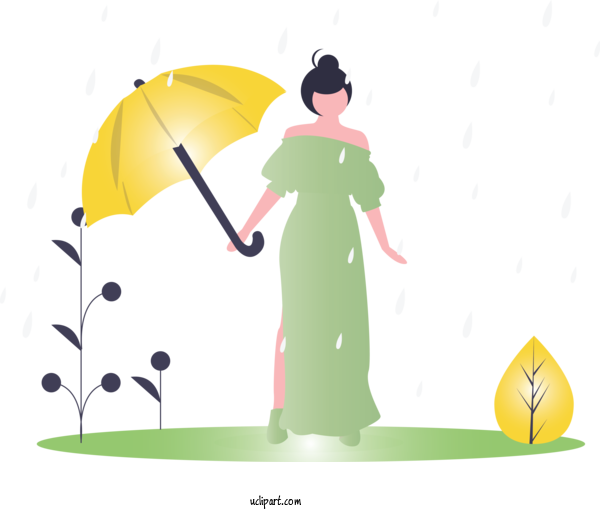 Free People Cartoon Green Umbrella For Girl Clipart Transparent Background