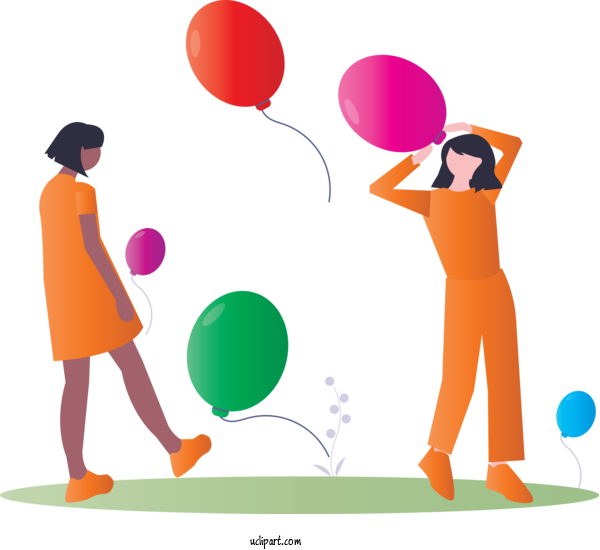 Free People Balloon Throwing A Ball Interaction For Girl Clipart Transparent Background