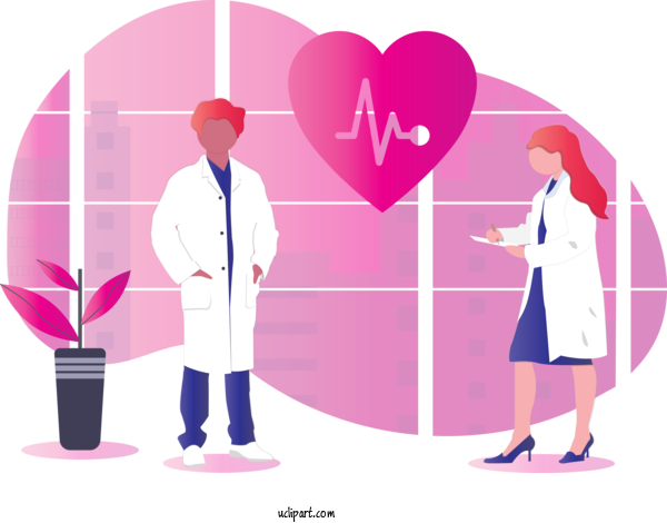 Free Occupations Pink Cartoon Love For Doctor Clipart Transparent Background