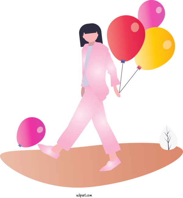Free People Pink Cartoon Balloon For Girl Clipart Transparent Background