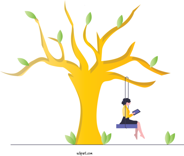Free People Tree Yellow Branch For Girl Clipart Transparent Background