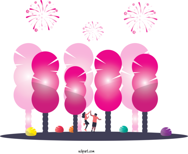 Free Holidays Pink Fireworks Magenta For New Year Clipart Transparent Background