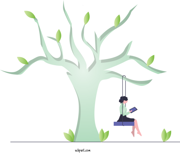Free People Green Tree Branch For Girl Clipart Transparent Background