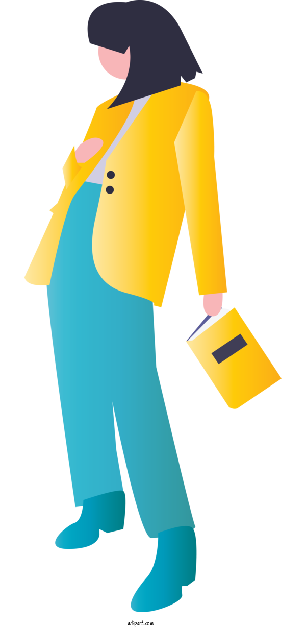 Free Activities Yellow Standing Workwear For Reading Clipart Transparent Background