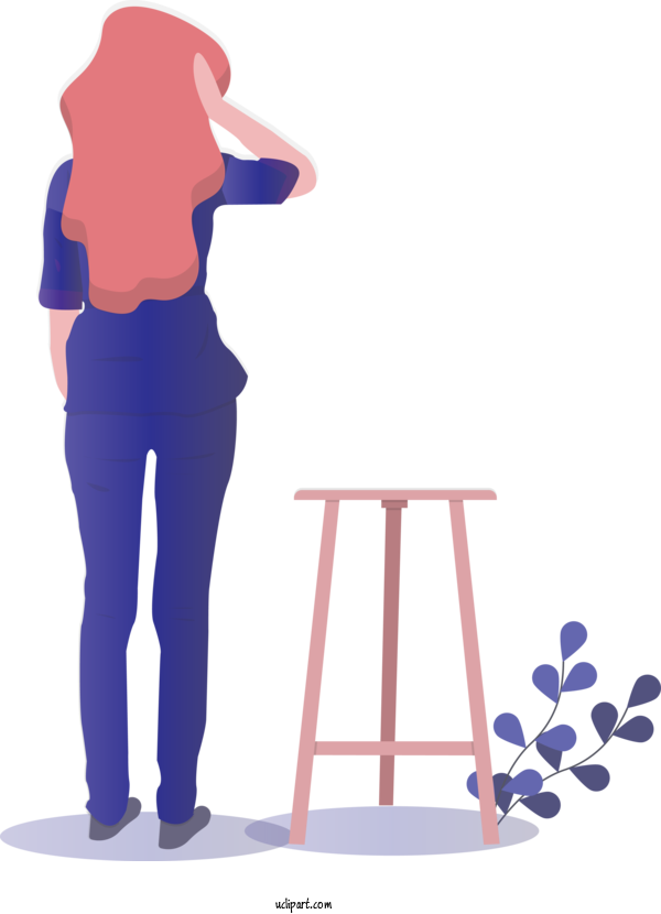 Free People Standing Furniture Stool For Girl Clipart Transparent Background