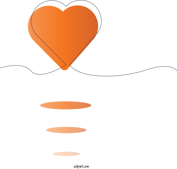 Free Holidays Orange Heart Line For Valentines Day Clipart Transparent Background