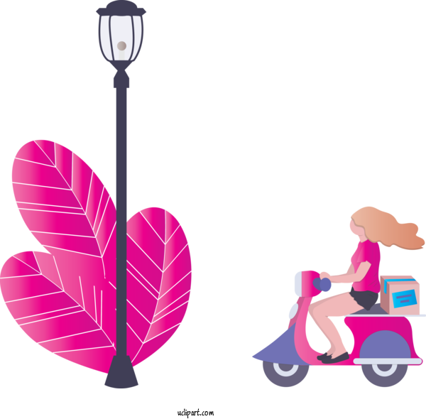 Free Business Pink Vehicle Kick Scooter For Delivery Clipart Transparent Background