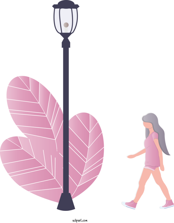 Free People Pink Leaf Street Light For Girl Clipart Transparent Background