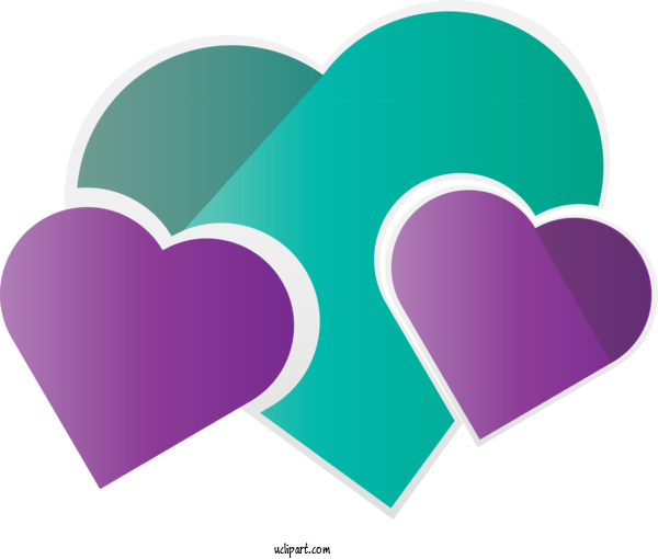 Free Holidays Heart Purple Green For Valentines Day Clipart Transparent Background