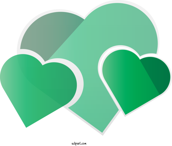Free Holidays Green Heart Symbol For Valentines Day Clipart Transparent Background