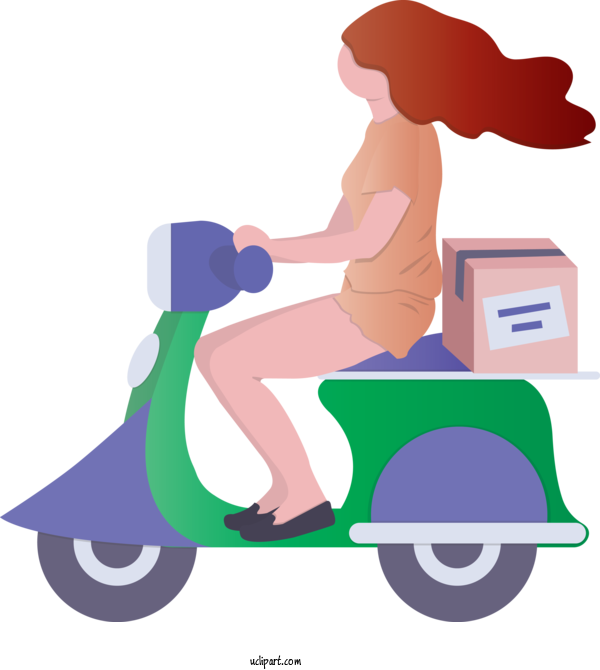 Free Business Scooter Vehicle Cartoon For Delivery Clipart Transparent Background