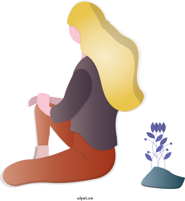 Free People Sitting Cartoon Kneeling For Girl Clipart Transparent Background
