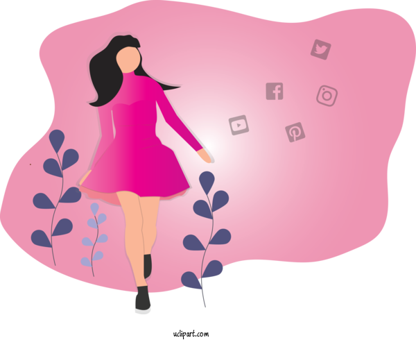 Free People Pink Cartoon For Girl Clipart Transparent Background