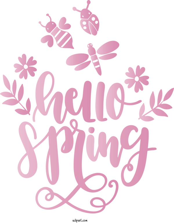 Free Nature Pink Text Font For Spring Clipart Transparent Background
