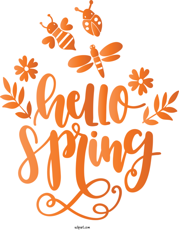 Free Nature Text Orange Font For Spring Clipart Transparent Background