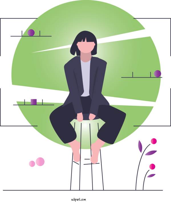 Free People Cartoon Plant Black Hair For Girl Clipart Transparent Background