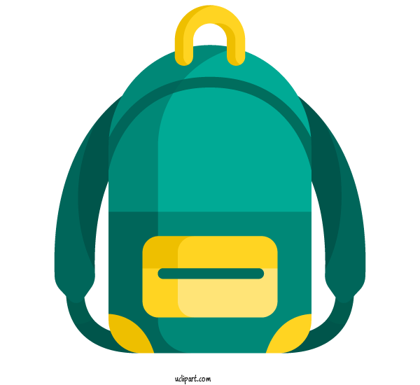 Free School Green Yellow Bag For School Supplies Clipart Transparent Background