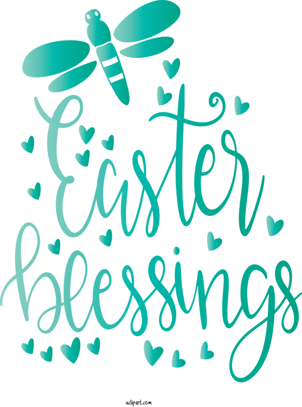 Free Holidays Text Font Teal For Easter Clipart Transparent Background