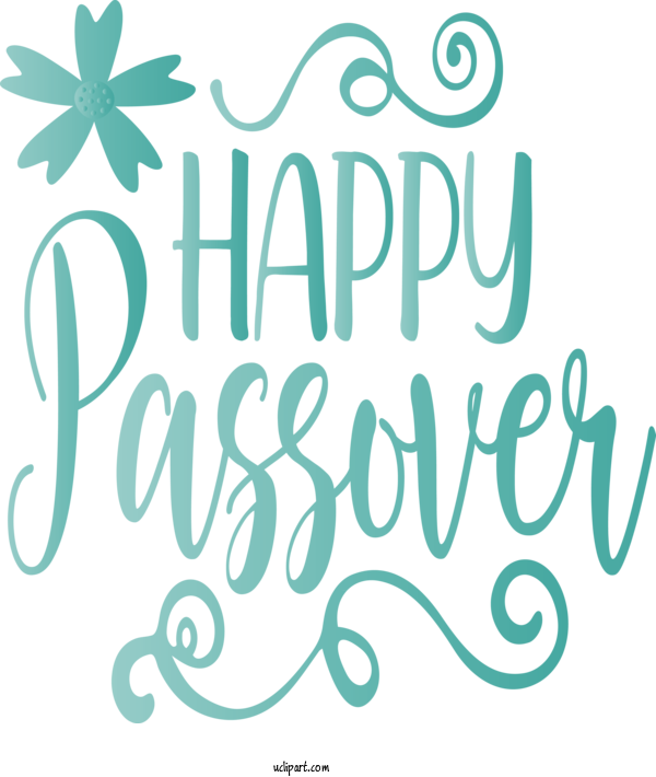 Free Holidays Text Font Turquoise For Passover Clipart Transparent Background