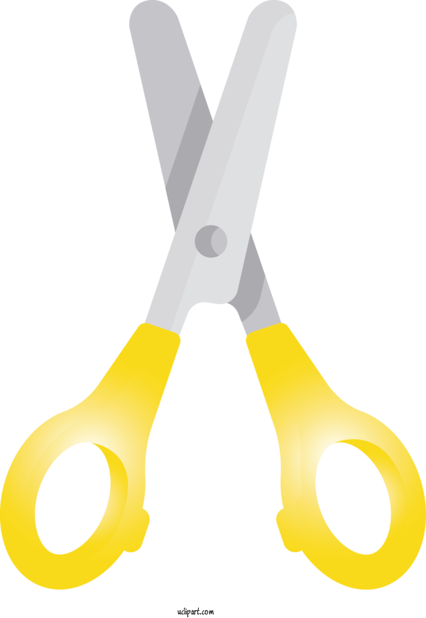 Free School Yellow Line Scissors For School Supplies Clipart Transparent Background