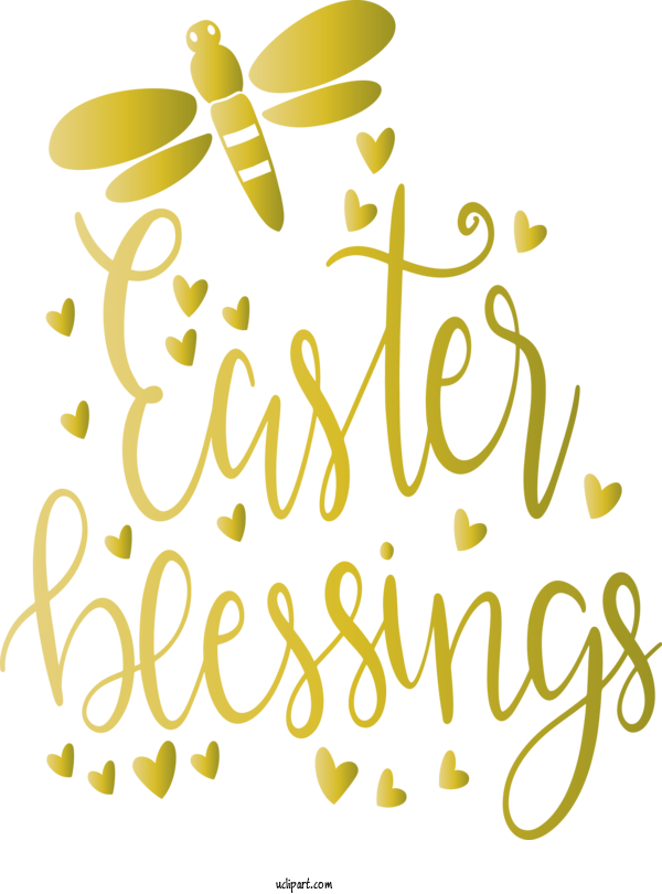 Free Holidays Text Font Yellow For Easter Clipart Transparent Background