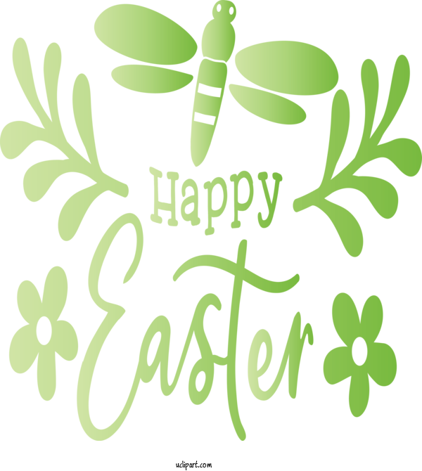 Free Holidays Green Leaf Text For Easter Clipart Transparent Background