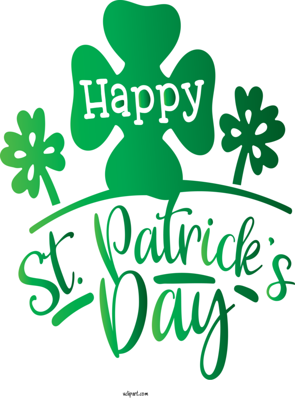 Free Holidays Green Text Leaf For Saint Patricks Day Clipart Transparent Background
