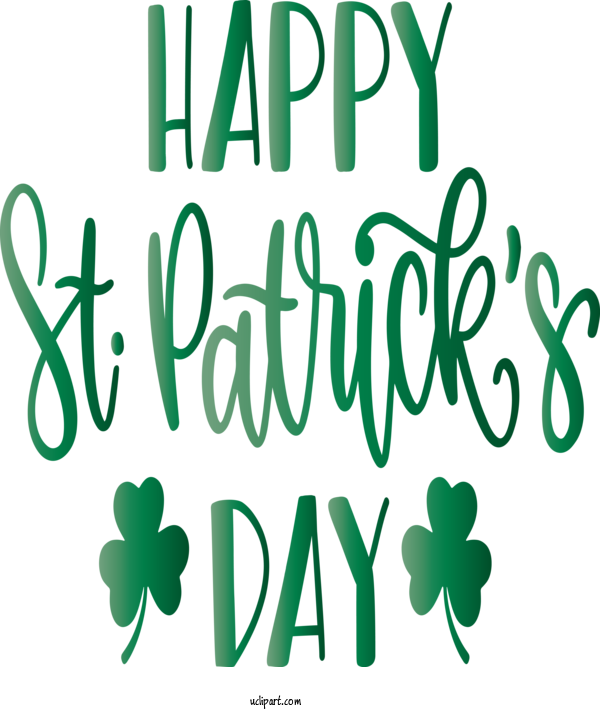 Free Holidays Green Leaf Text For Saint Patricks Day Clipart Transparent Background