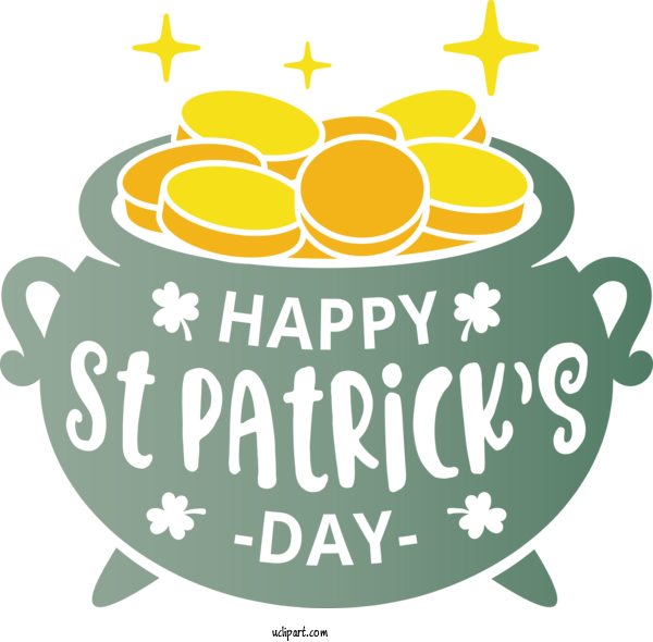 Free Holidays Yellow Font Logo For Saint Patricks Day Clipart Transparent Background