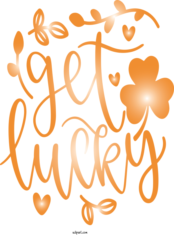 Free Holidays Text Font Orange For Saint Patricks Day Clipart Transparent Background